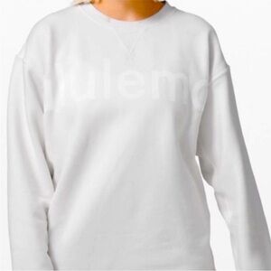 LULULEMON white crewneck logo sweatshirt